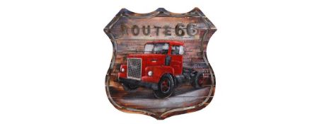 3D Metal Route 66 Motorbike On Wood
