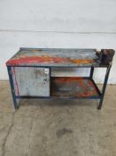 Steel work bench. H,84cm x l,150cm x w,75cm