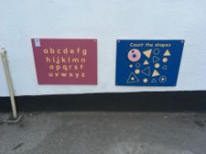 2 x wall mounted all weather plastic teaching panels, 765x590mm