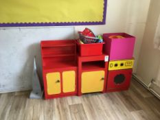 3 x wooden play kitchen units