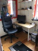 Contents of room 4 comprising, desk, chair, electric radiator, as lotted (HP Compaq PC NOT included)
