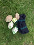 5 x rugby training balls with carry bag