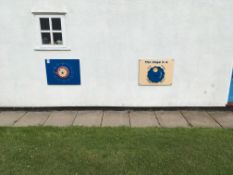 2 x wall mounted all weather plastic teaching panels, 765x590mm