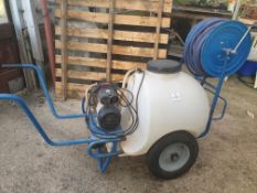 Barrow sprayer, 120ltr, electric pump 230V + hose reel