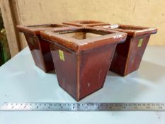 Set of 4 Small Brown Glazed planters