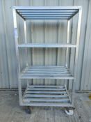 Aluminium 4 tier shelves on wheels
