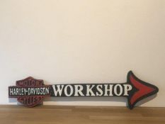 Harley Davidson Motorcycles Cast Iron Workshop Arrow Sign