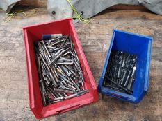 Plastic Containers x2 Including a Variety of Drill Bits
