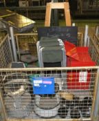 4x Kik Steps, Plastic Cups, Chalk Board, Fire Blanket Boxes, Fold out seats