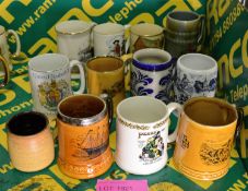 12x Decorative Ceramic Tankards.
