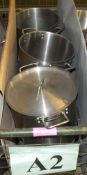 6x Stainless Cooking Pots