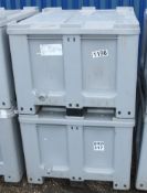 2x Plastic Shipping Cases Grey L1220 x W1020 x H800mm - with lids