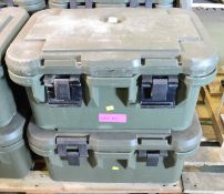 2x Cambo Green Plastic Food Container L650 x W440 x H310mm.