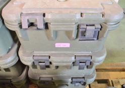 3x Cambo Green Plastic Food Container L650 x W440 x H310mm.