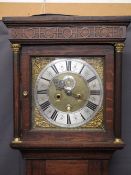 CIRCA 1820 & LATER BRASS DIAL OAK LONGCASE CLOCK, 12in square brass dial and silvered chapter ring