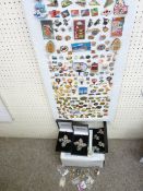 HARDROCK CAFE & JAPAN COLLECTORS' BADGES, 200 plus, displayed on a board, a small quantity of