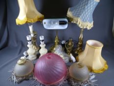 DESK LAMP - a traditional with green shade and other table lamps E/T