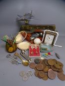 INTERESTING MIXED GROUP OF COLLECTABLES including an Art Deco chrome jet plane table lighter, a