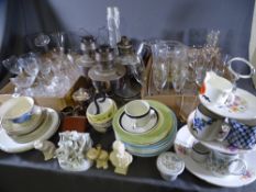 GLASS & CHINAWARE - an assortment and miscellaneous items including oil lamps