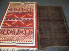 TWO VINTAGE STYLE SCATTER RUGS