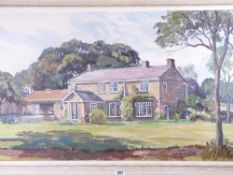 WALTER CECIL HORSNELL RA oil on canvas - elegant house in a tree lined garden, signed, 49 x 90cms