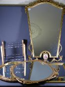 WALL MIRRORS - a parcel of decorative including with porcelain detail