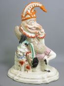 RARE STAFFORDSHIRE POTTERY 'MISTER PUNCH' FLATBACK, colourful depiction of Mister Punch and his