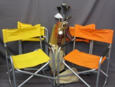MODERN GOLF CLUBS & CARRY BAG with four, as new, canvas and metal folding chairs