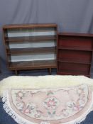 TWO MODERN MAHOGANY EFFECT BOOKCASES, a sheepskin rug and one other