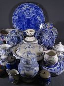 BLUE & WHITE CHINA including Oriental, Jasperware and a good charger, 40cms D