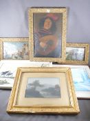 OIL ON CANVAS - study of a smiling mandolinist with instrument, 45 x 30cms and a parcel of other