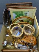 EPNS, treen, glass domes and prints (a parcel of miscellaneous)