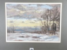 ANGUS RANDS (of Harrogate) pastel mixed media - winter scene, Yorkshire, entitled label verso '