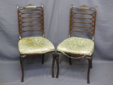 VICTORIAN INLAID MAHOGANY LADDERBACK SALON CHAIRS, a pair, 89cms H, 44cms W, 42cms seat depth