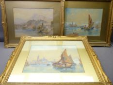 ANDREA VASARI watercolours - trio of Mediterranean scenes, 27 x 37cms