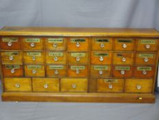 VICTORIAN APOTHECARY/CHEMISTS BANK OF 26 DRAWERS, most having mirror glass name labels, all having
