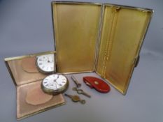 SILVER CIGARETTE CASE, Birmingham 1954, 7 troy ozs, silver cased key wind pocket watch (AF), a