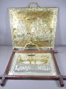 'CEASE TO DO EVIL, LEARN TO DO WELL' VINTAGE MIRROR and a brass firescreen