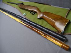 VINTAGE AIR RIFLE marked 'Norica' Cal 45/177 and a Steve Davis Riley snooker Cue