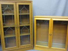 TWO MODERN TWIN-DOOR CABINETS/BOOKCASES, 127.5 and 89cms heights