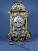 FRENCH BRACKET CLOCK - elaborately decorated with painted detail including cherubs