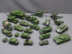 DIECAST MILITARY VEHICLES, MAINLY DINKY - centurion tanks, tank transporter, personnel carriers,