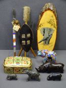 AFRICAN TOURIST ITEMS including carved animals ETC