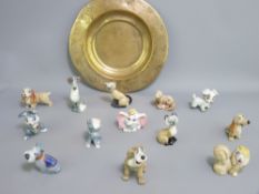 DISNEY WADE WHIMSIES, a collection on a small brass tray, Jock, Pegasus, Dumbo, Si and Am ETC (