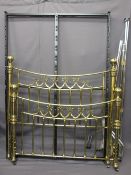 EXCELLENT QUALITY REPRODUCTION BRASS 4FT 6IN BEDSTEAD with heavy ball caps and ribbon swag detail
