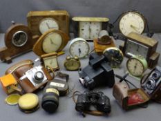 VINTAGE CAMERAS ASSOCIATED EQUIPMENT and a quantity of various clocks