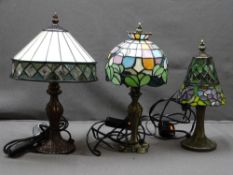 THREE TIFFANY STYLE TABLE LAMPS E/T