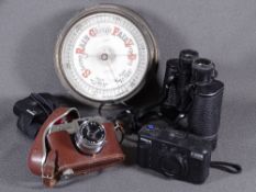 SHIP'S BAROMETER by Gillie, Halina 35X Super cased camera, field binoculars ETC