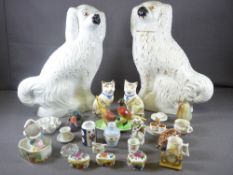 STAFFORDSHIRE DOGS, cats and decorative cabinet items
