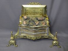 GEORGIAN STYLE GILT BRASS LOG EFFECT ELECTRIC FIRE E/T, 58cms H, 80cms W, 52cms max depth